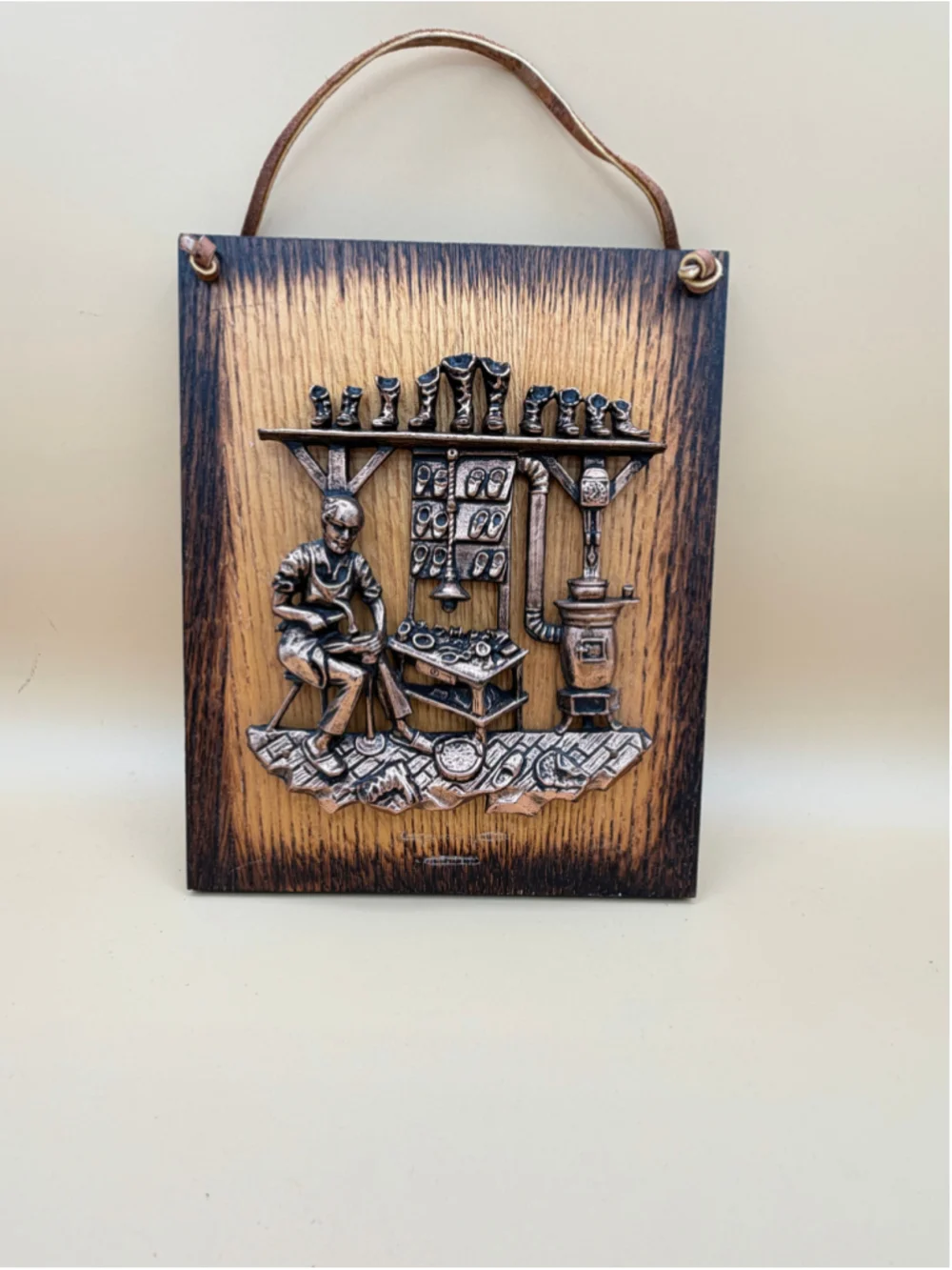 Vintage A&J Shoemaker Workshop Wall Plaque One Size Brown Bronze